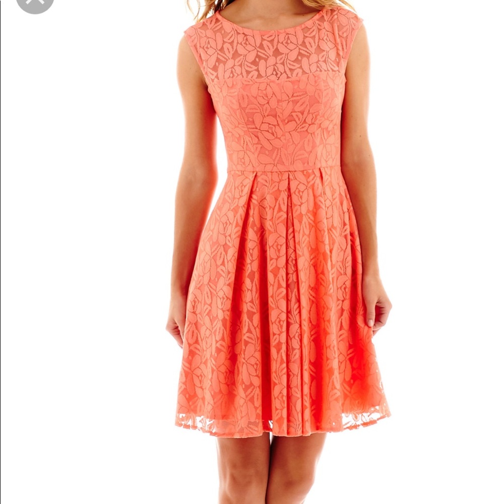 London Times Coral Lace Dress size 16
